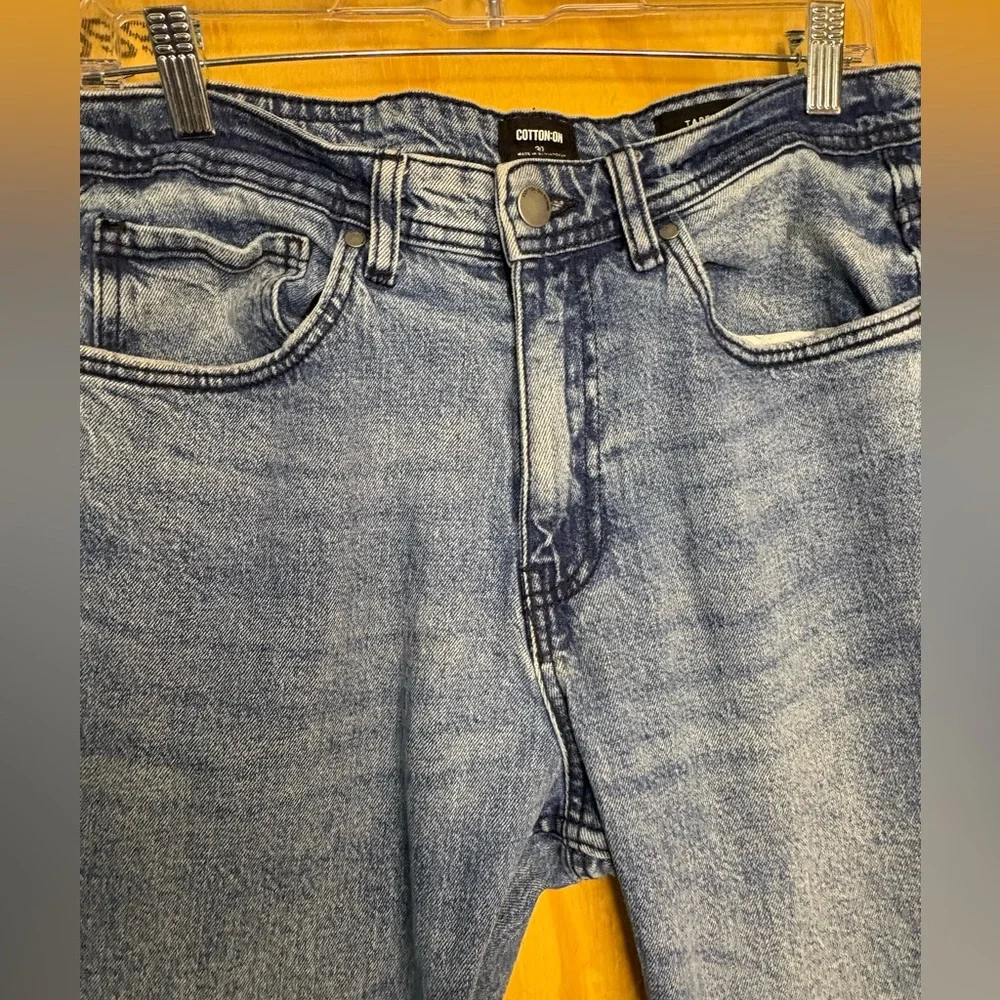 Cotton On Mens Tapered‎ Jeans Size 30 Light Wash Slim Fit Denim